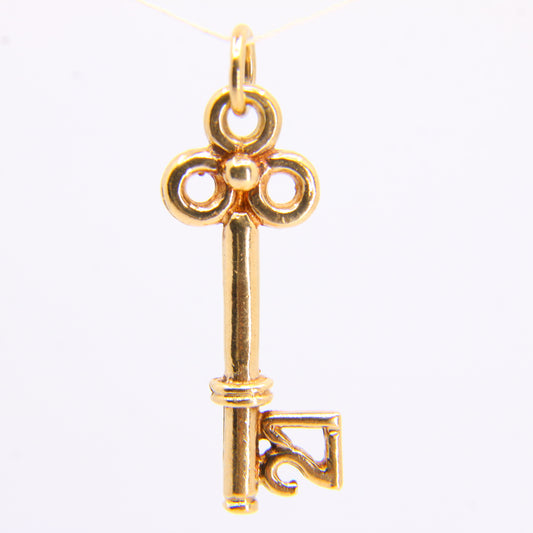 21 Coming of Age Door Key 9ct Gold Charm Pendant Vintage Gold Charm