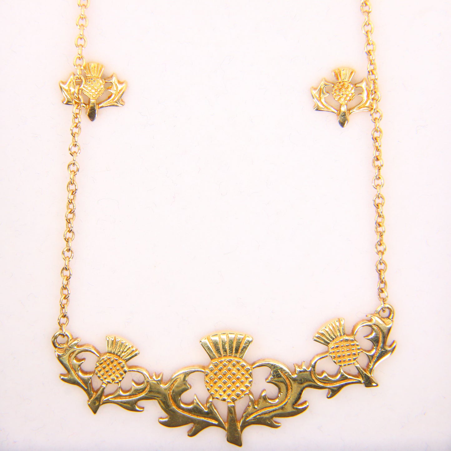 Vintage 9ct Scottish Thistle Hallmarked Yellow Gold Jewellery Set Pendant Necklace Earrings