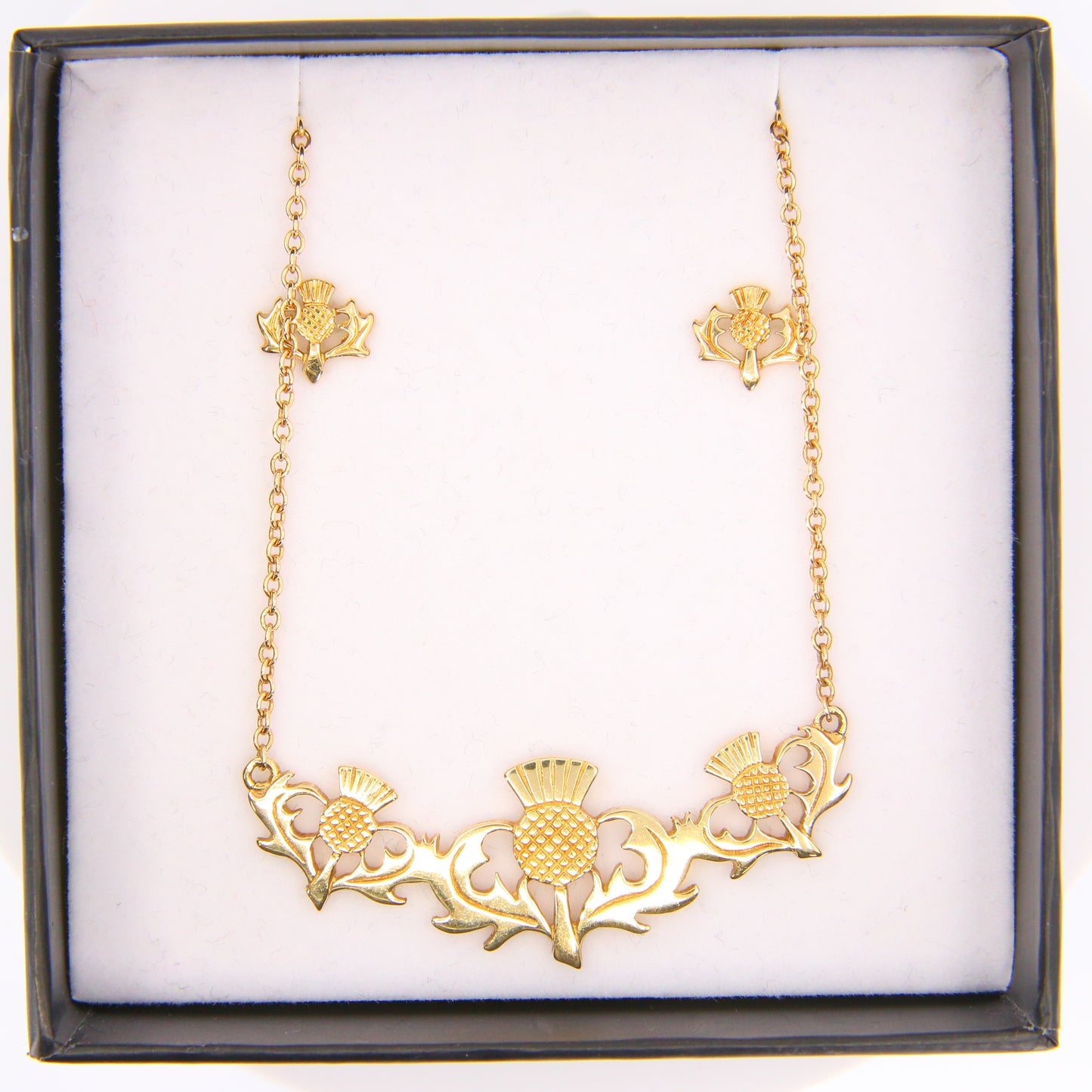 Vintage 9ct Scottish Thistle Hallmarked Yellow Gold Jewellery Set Pendant Necklace Earrings