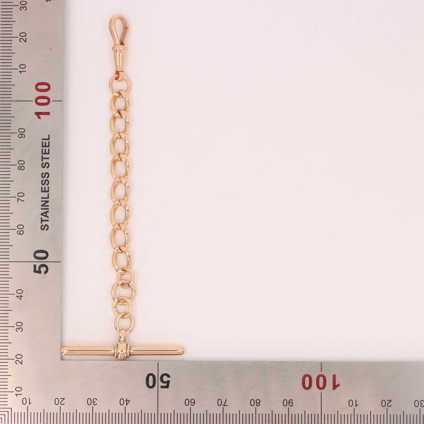Antique 9ct Hallmarked Rose Gold 4.2 Inch Albert Chain Extension T Bar Dog Clip