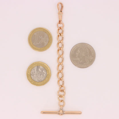 Antique 9ct Hallmarked Rose Gold 4.2 Inch Albert Chain Extension T Bar Dog Clip