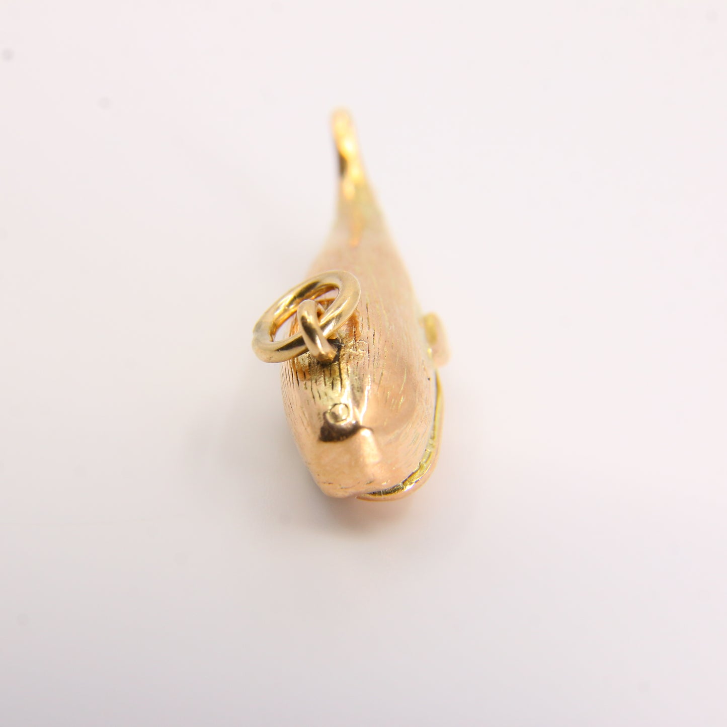 Vintage Whale Charm, Movable Pendant Jonah and the Whale Yellow Gold Charm