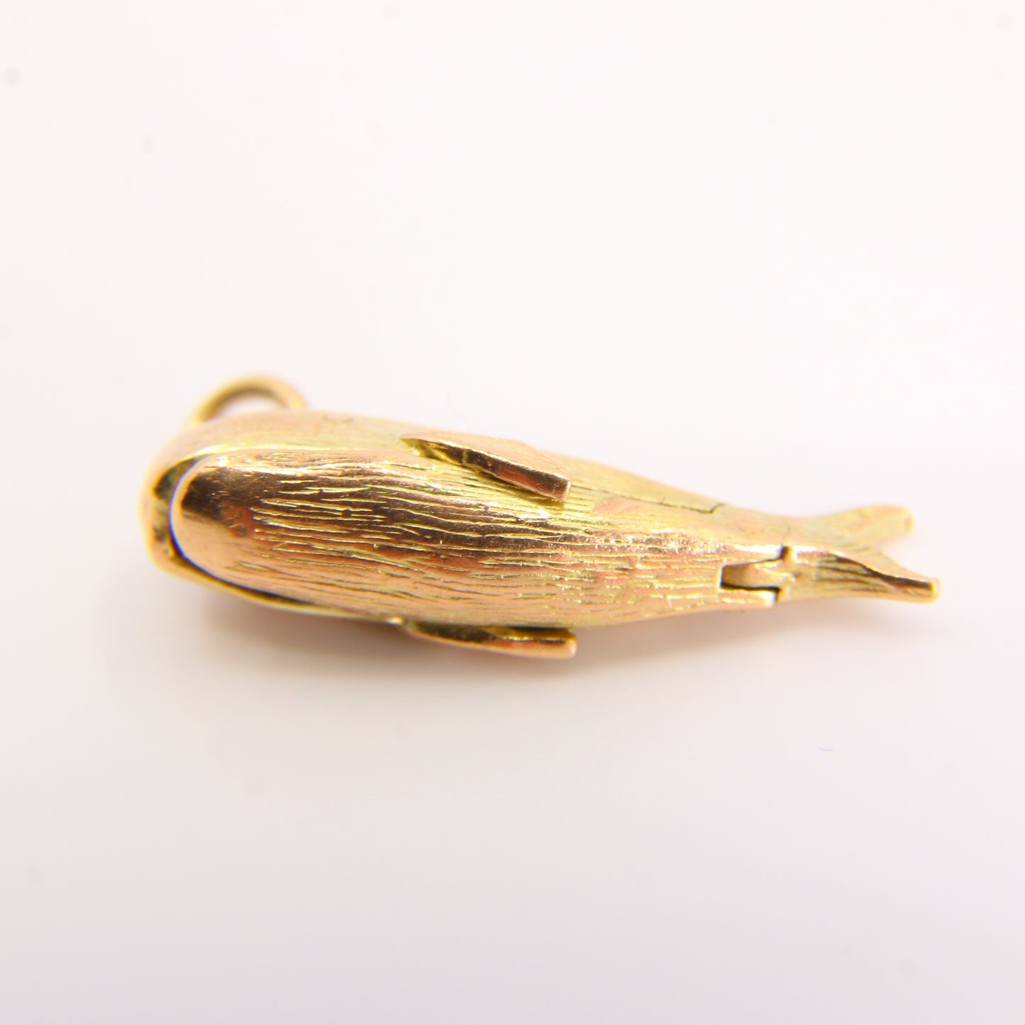 Vintage Whale Charm, Movable Pendant Jonah and the Whale Yellow Gold Charm