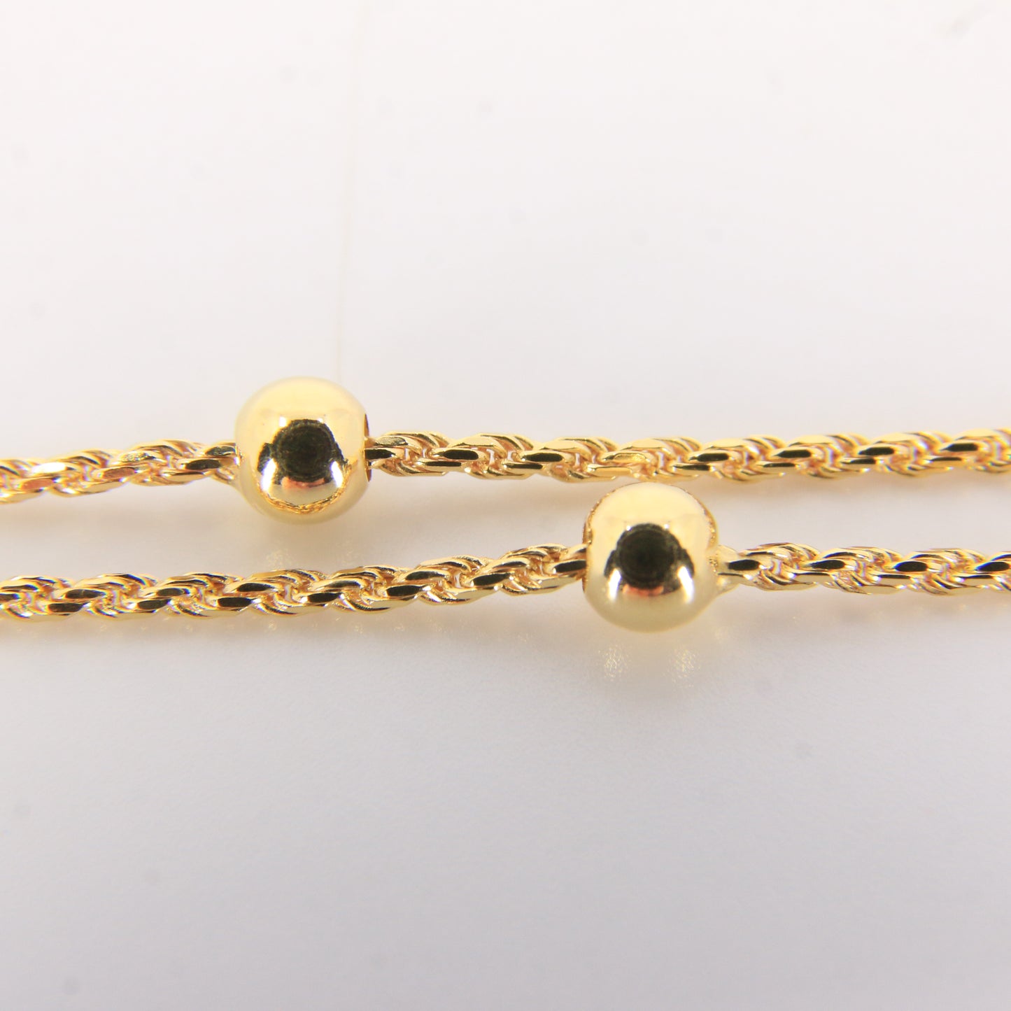 Vintage 9ct Hallmarked Yellow Gold Ball Station Necklace 18 Inch Boxed