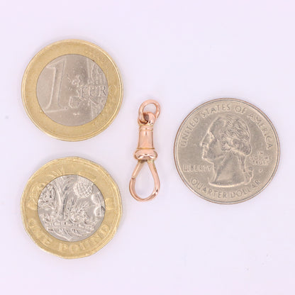 Antique 9ct Hallmarked Rose Gold Dog Clip Clasp Jewellery Finding Pendant Chain