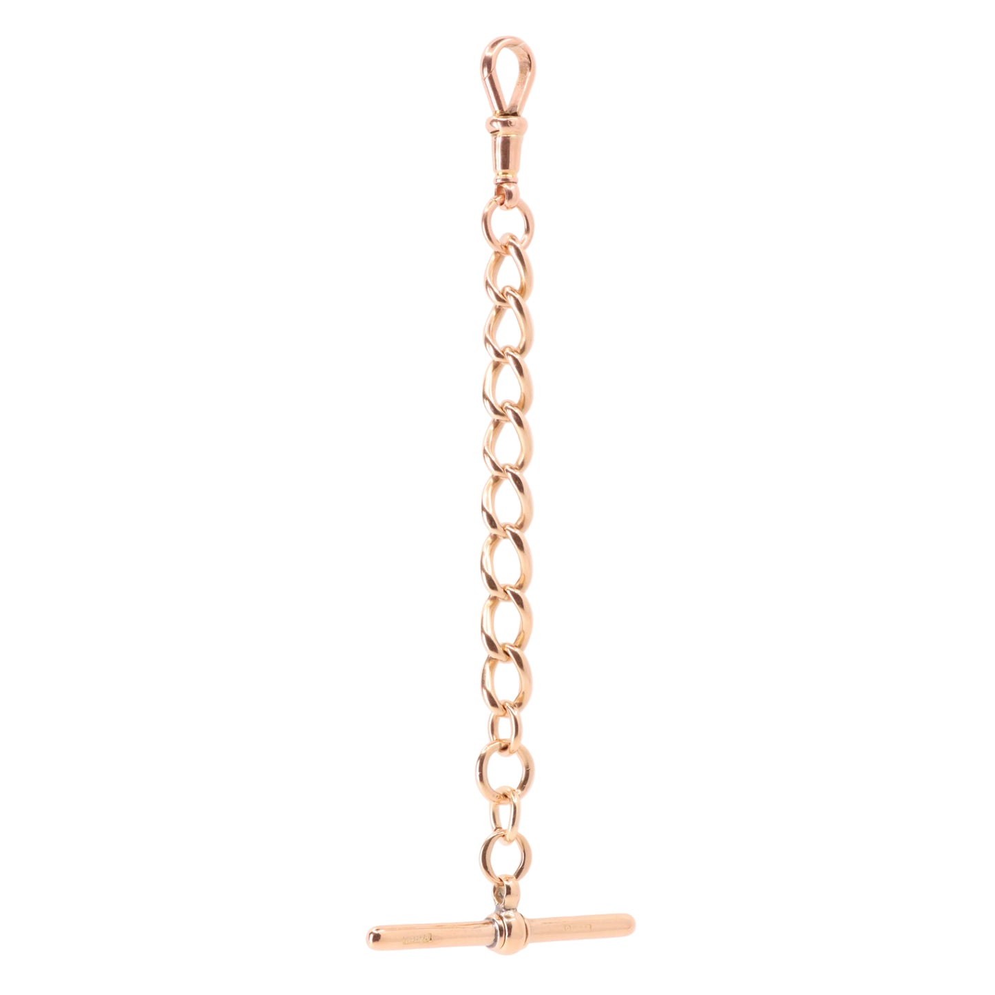 Antique 9ct Hallmarked Rose Gold 4.2 Inch Albert Chain Extension T Bar Dog Clip