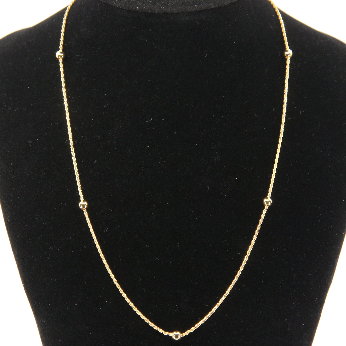 Vintage 9ct Hallmarked Yellow Gold Ball Station Necklace 18 Inch Boxed