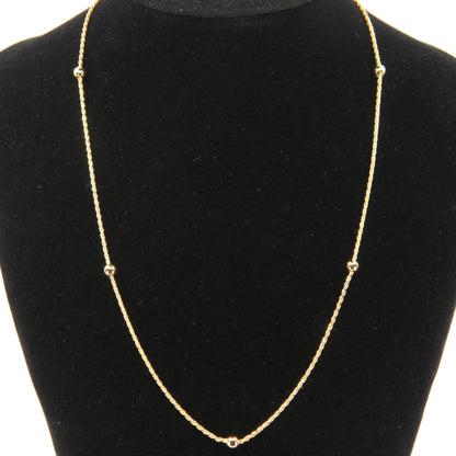 Vintage 9ct Hallmarked Yellow Gold Ball Station Necklace 18 Inch Boxed