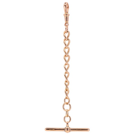 Antique 9ct Hallmarked Rose Gold 4.2 Inch Albert Chain Extension T Bar Dog Clip