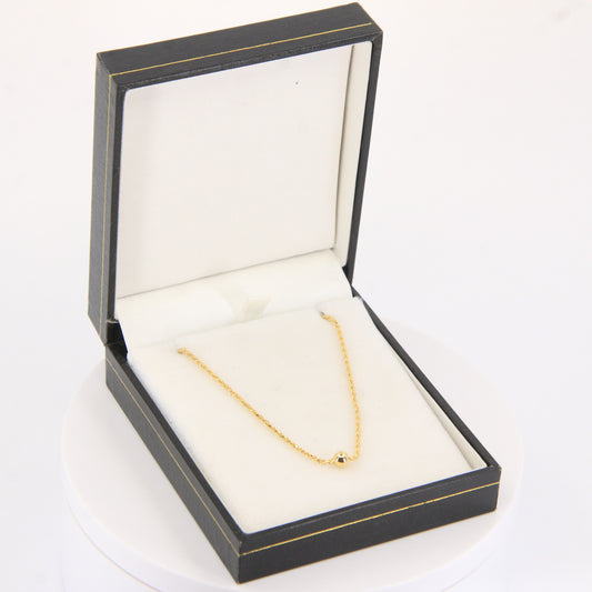 Vintage 9ct Hallmarked Yellow Gold Ball Station Necklace 18 Inch Boxed