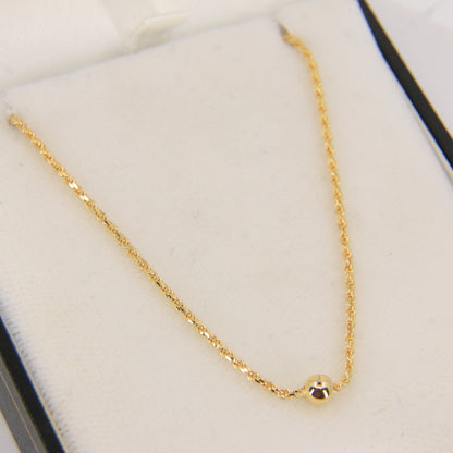 Vintage 9ct Hallmarked Yellow Gold Ball Station Necklace 18 Inch Boxed