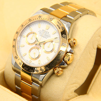 Rolex Cosmograph Daytona White Men's Watch 2016 Stainless Steel & Gold Automatic Swiss Boxed