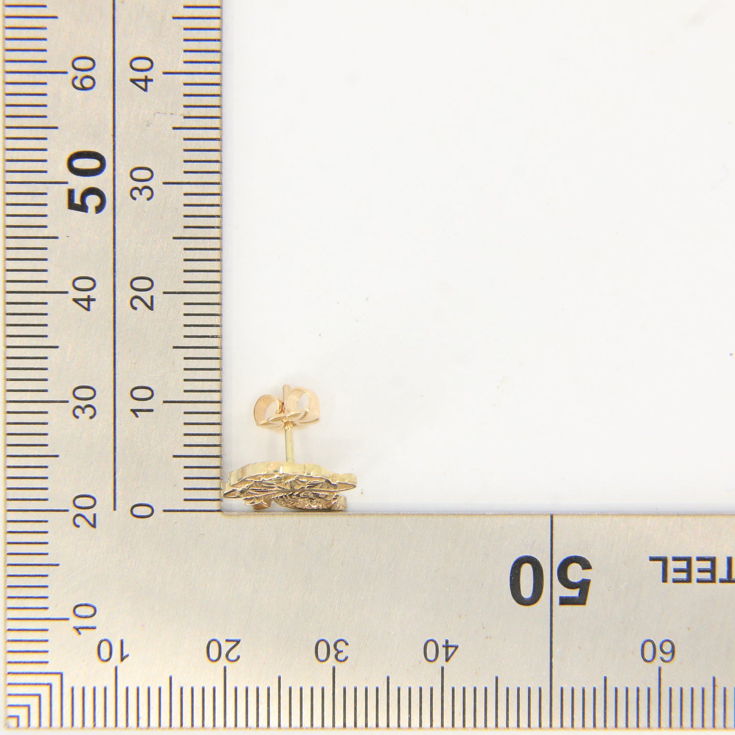 Vintage 9ct Yellow Gold St Mungo Glasgow Stud Earrings Scottish Heritage Gift