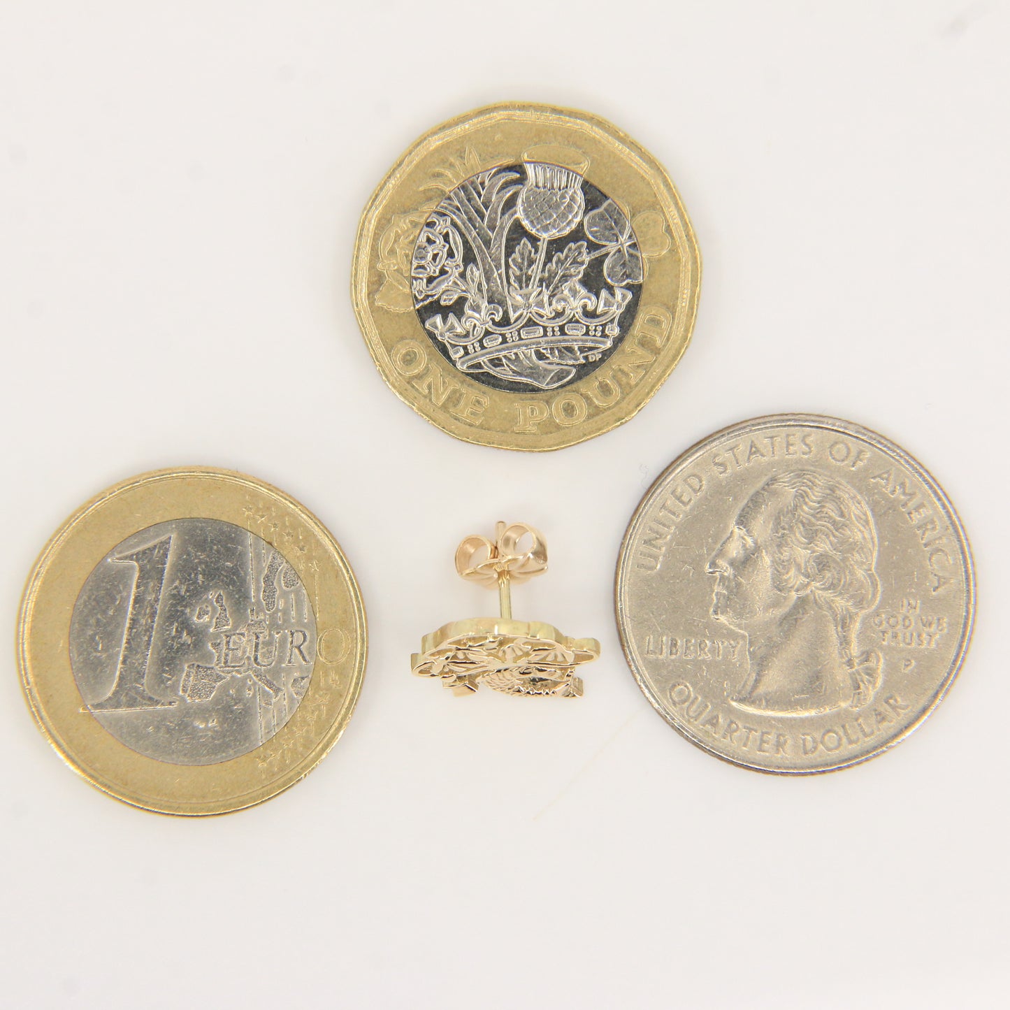 Vintage 9ct Yellow Gold St Mungo Glasgow Stud Earrings Scottish Heritage Gift