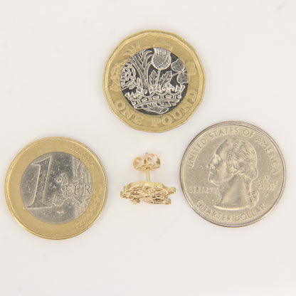 Vintage 9ct Yellow Gold St Mungo Glasgow Stud Earrings Scottish Heritage Gift