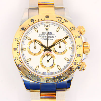 Rolex Cosmograph Daytona White Men's Watch 2016 Stainless Steel & Gold Automatic Swiss Boxed