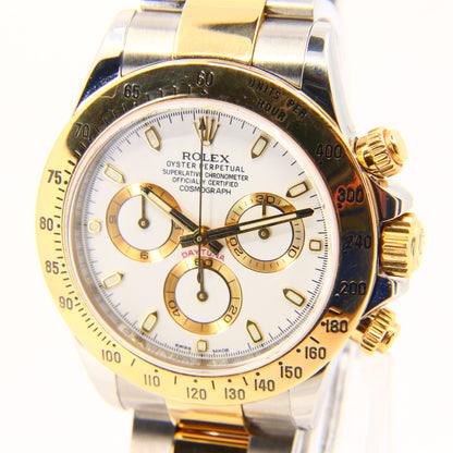 Rolex Cosmograph Daytona White Men's Watch 2016 Stainless Steel & Gold Automatic Swiss Boxed