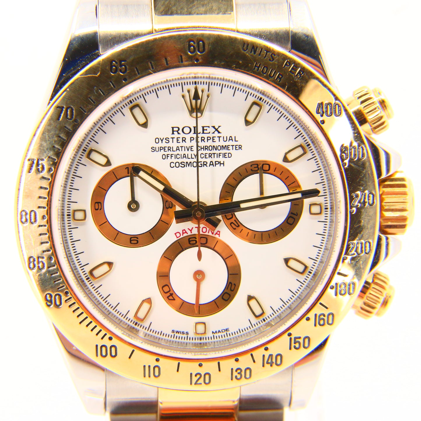 Rolex Cosmograph Daytona White Men's Watch 2016 Stainless Steel & Gold Automatic Swiss Boxed