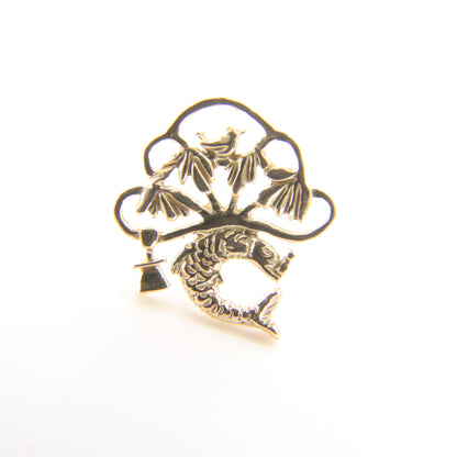 Vintage 9ct Yellow Gold St Mungo Glasgow Stud Earrings Scottish Heritage Gift