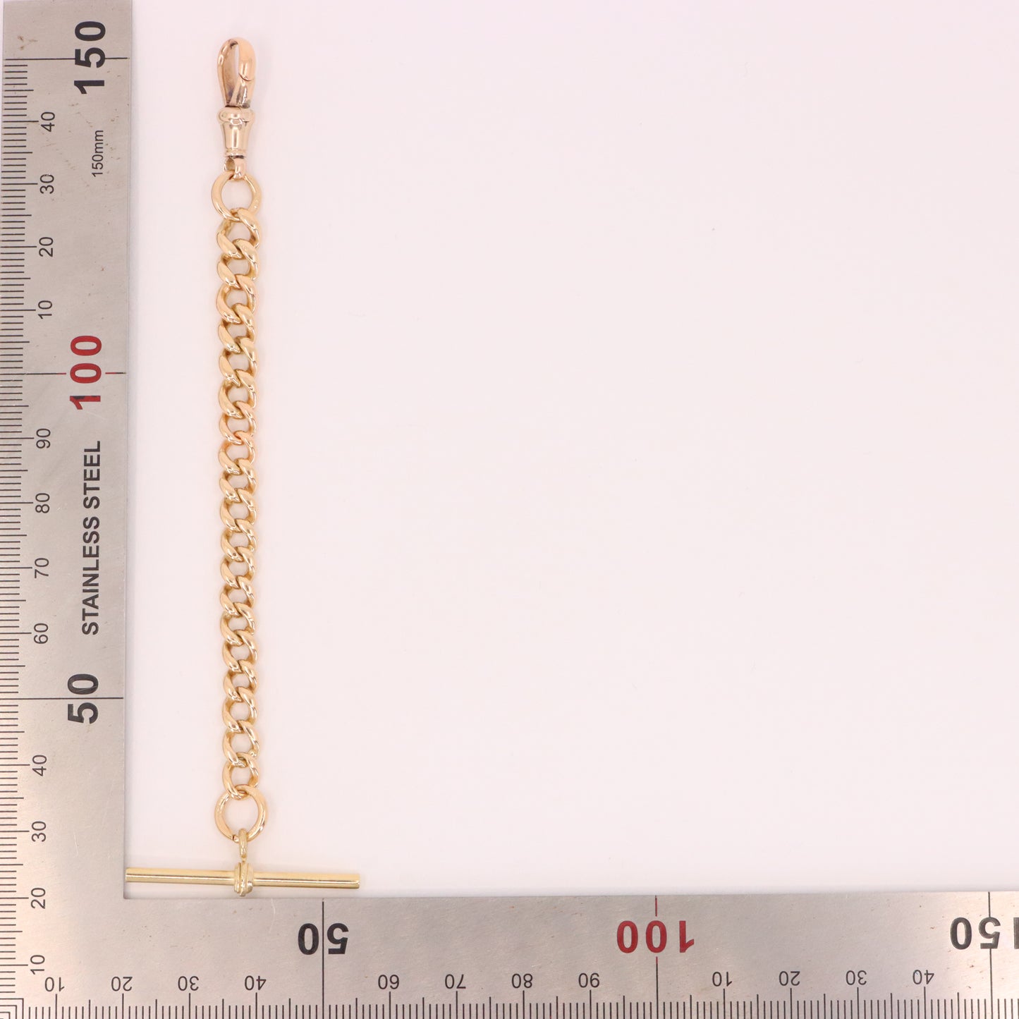 Antique 9ct Hallmarked Rose Gold 5.5 Inch Albert Chain Extension T Bar Dog Clip