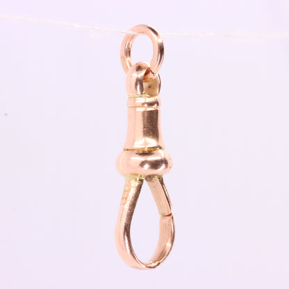 Antique 9ct Hallmarked Rose Gold Dog Clip Clasp Jewellery Finding Pendant Chain