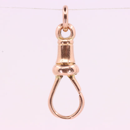 Antique 9ct Hallmarked Rose Gold Dog Clip Clasp Jewellery Finding Pendant Chain