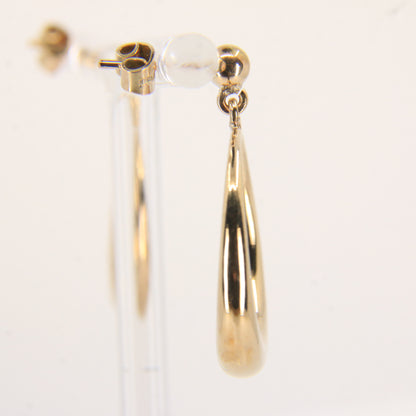 Vintage 9ct Gold Hoop Drop Earrings Hallmarked Crescent Circle Boxed Gift
