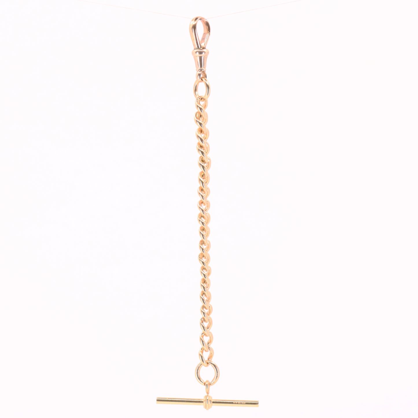 Antique 9ct Hallmarked Rose Gold 5.5 Inch Albert Chain Extension T Bar Dog Clip