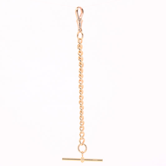 Antique 9ct Hallmarked Rose Gold 5.5 Inch Albert Chain Extension T Bar Dog Clip