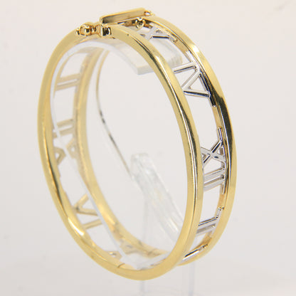 Vintage Italian 18ct Gold Atlas Roman Numeral Hinged Bangle Gift