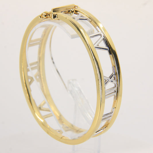 Vintage Italian 18ct Gold Atlas Roman Numeral Hinged Bangle Gift