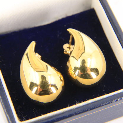 Vintage 9ct Hallmarked Yellow Gold Teardrop Stud Drop Earrings Boxed Gift