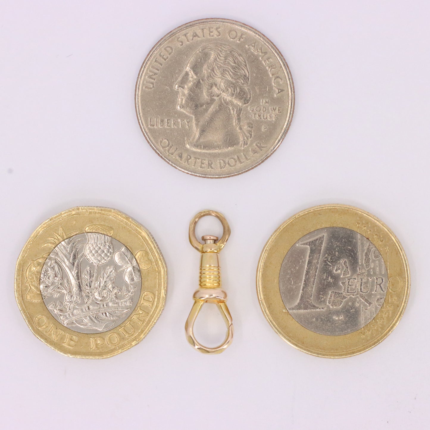 Antique 9ct Yellow Gold Swivel Clasp Jewellery Finding Pendant Hexagonal Pattern