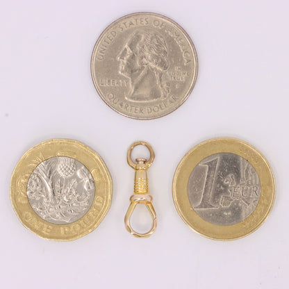 Antique 9ct Yellow Gold Swivel Clasp Jewellery Finding Pendant Hexagonal Pattern