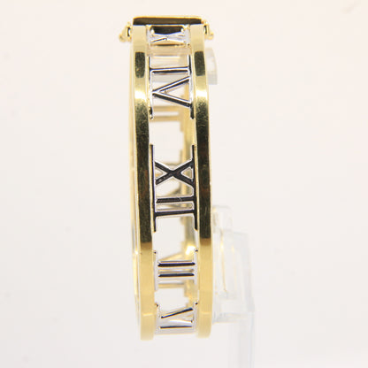 Vintage Italian 18ct Gold Atlas Roman Numeral Hinged Bangle Gift