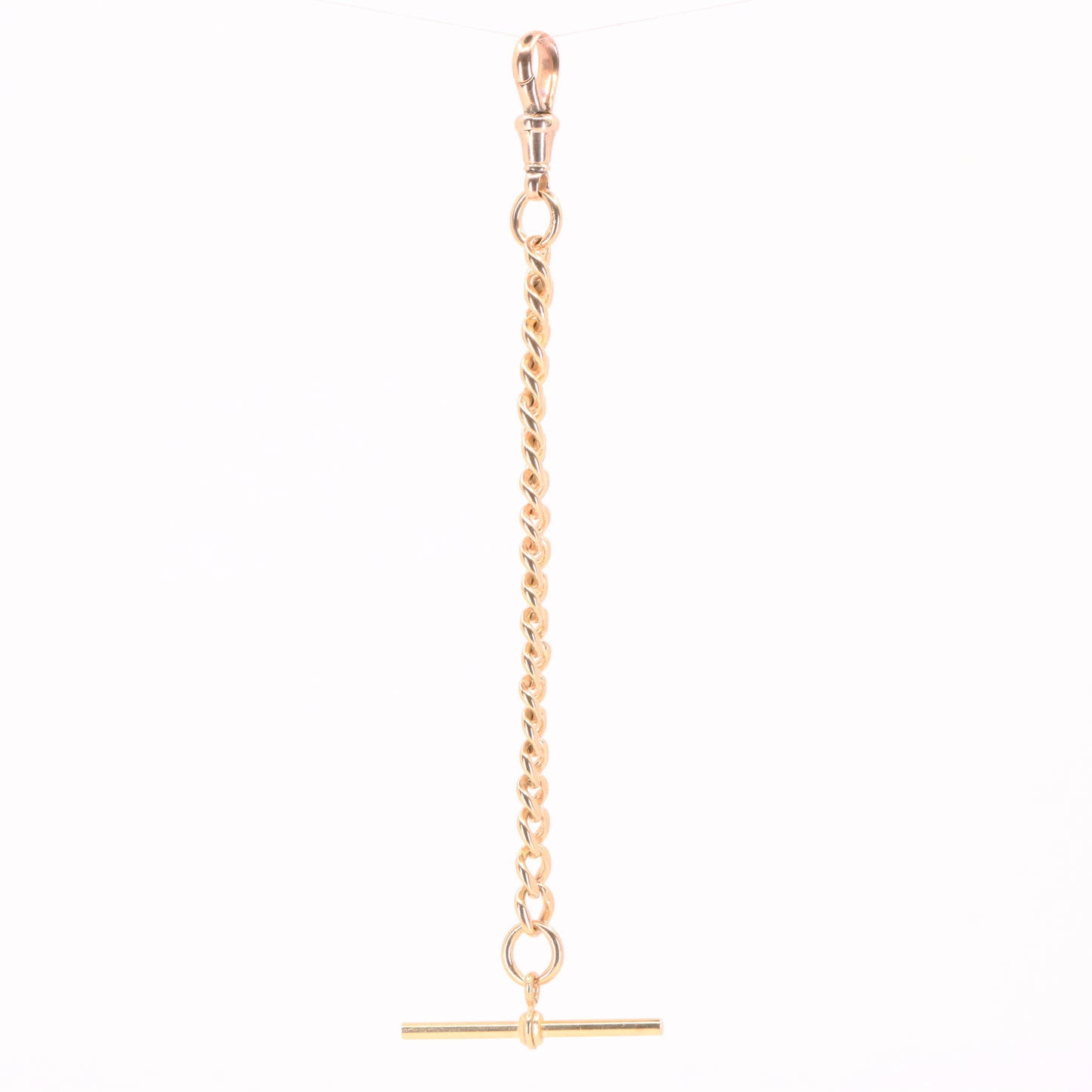 Antique 9ct Hallmarked Rose Gold 5.5 Inch Albert Chain Extension T Bar Dog Clip