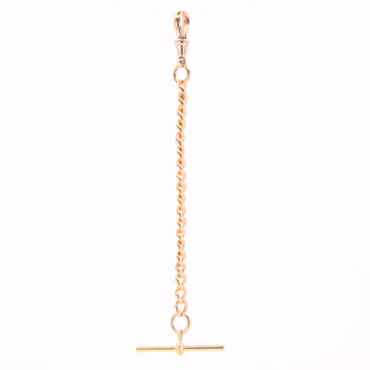 Antique 9ct Hallmarked Rose Gold 5.5 Inch Albert Chain Extension T Bar Dog Clip