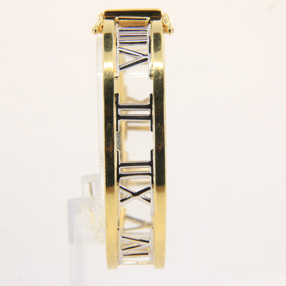 Vintage Italian 18ct Gold Atlas Roman Numeral Hinged Bangle Gift