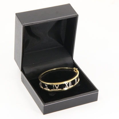 Vintage Italian 18ct Gold Atlas Roman Numeral Hinged Bangle Gift