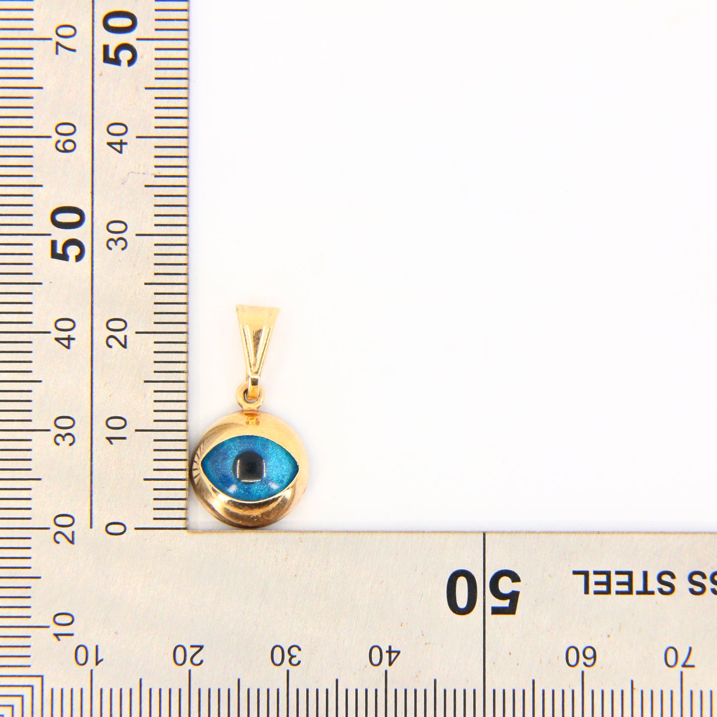 Vintage 18K Evil Eye Pendant 18 Carat Yellow Gold Protection Charm