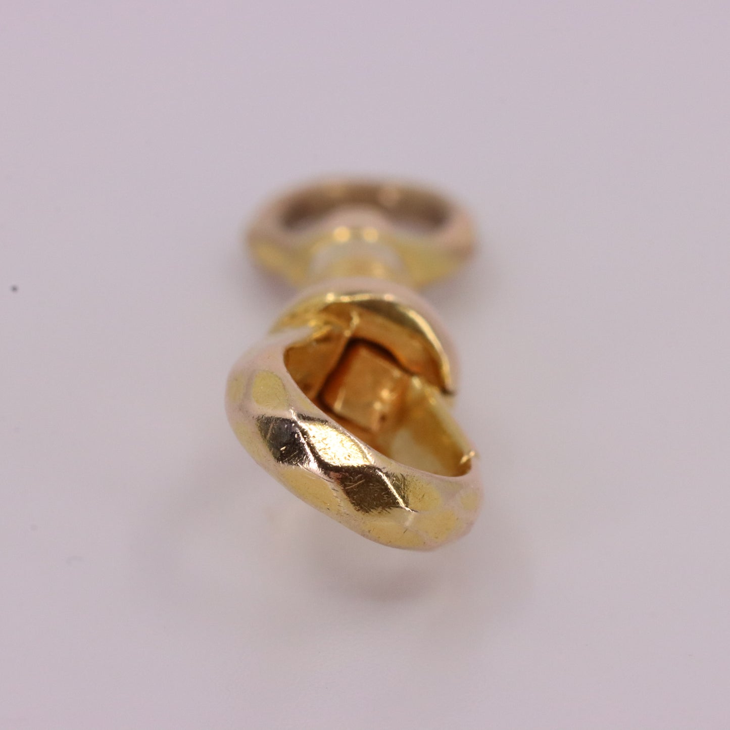 Antique 9ct Yellow Gold Swivel Clasp Jewellery Finding Pendant Hexagonal Pattern