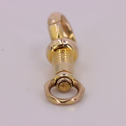 Antique 9ct Yellow Gold Swivel Clasp Jewellery Finding Pendant Hexagonal Pattern