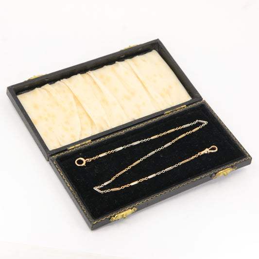 Antique 18ct Gold Two Tone Albert Chain Bar Link 14.5 Inch