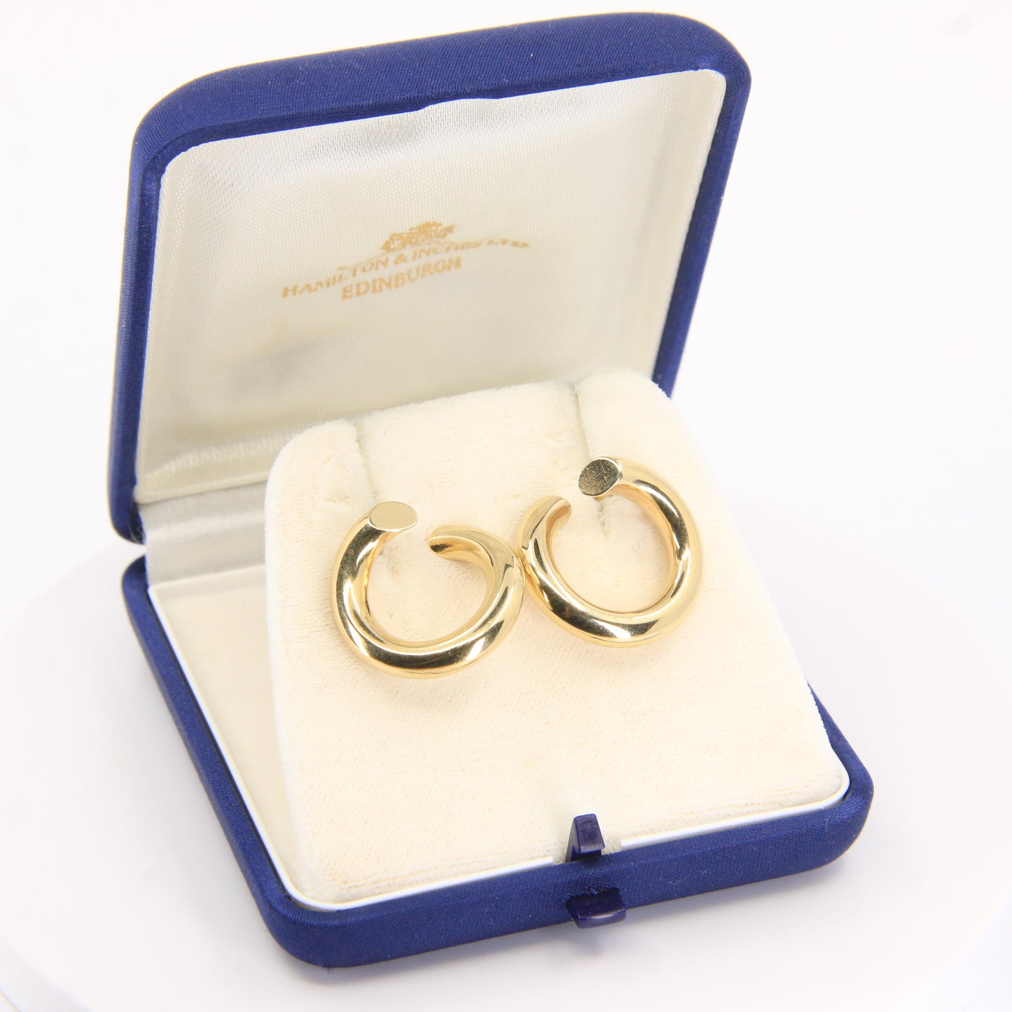 Vintage 9ct Hallmarked Yellow Gold Twist Hoop Stud Earrings Classic Boxed Gift