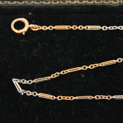 Antique 18ct Gold Two Tone Albert Chain Bar Link 14.5 Inch
