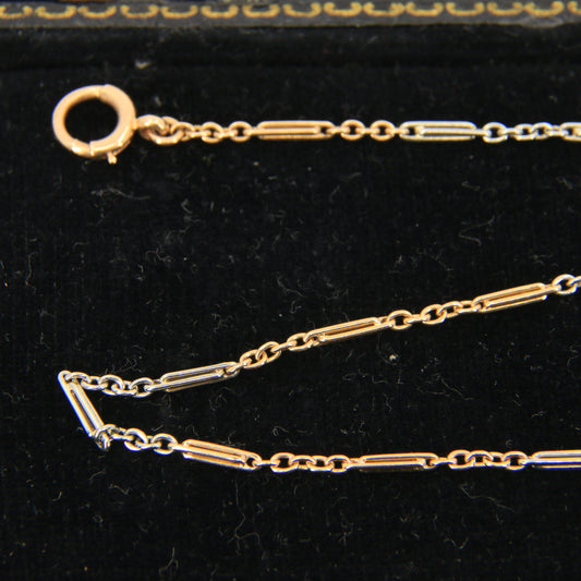 Antique 18ct Gold Two Tone Albert Chain Bar Link 14.5 Inch