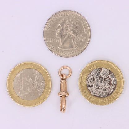 Antique 9ct Hallmarked Rose Gold Albert Dog Clip Clasp Charm Pendant Holder