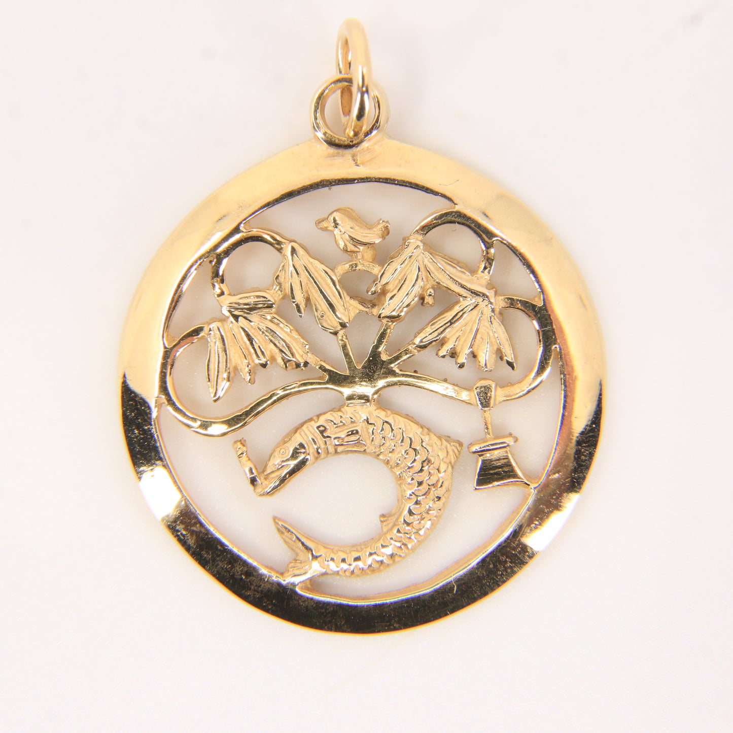 Vintage 9ct Hallmarked Yellow Gold St Mungo Glasgow Pendant Scottish Heritage Boxed