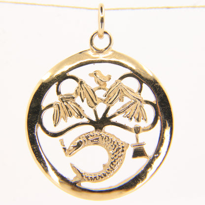 Vintage 9ct Hallmarked Yellow Gold St Mungo Glasgow Pendant Scottish Heritage Boxed