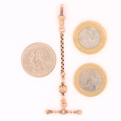 Antique 9ct Rose Gold 3 Inch Albertina Chain Extension T Bar Dog Clip